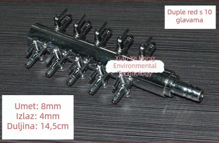 Nehrđajući čelični podijeljivač kisikovog cijevi za akvarij uz ventil za zrak i regulator pumpe
