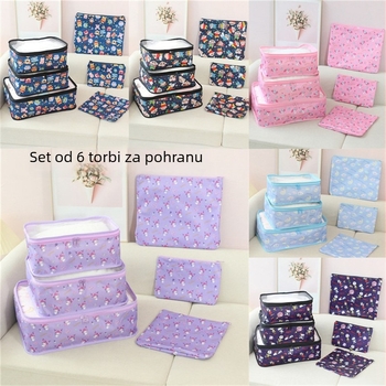 Japanski stil Kuromi, set od 6 komada organizator torbu za putovanje — torba u stilu novčanika, skladištenje za odjeću, donje rublje i higijenske potrepštine, 600D Oxford tkanina