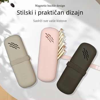 Silikonska putna kozmetička torbica – cilindričnog oblika, višenamjenska, za pohranu make-up četkica i kozmetike.
