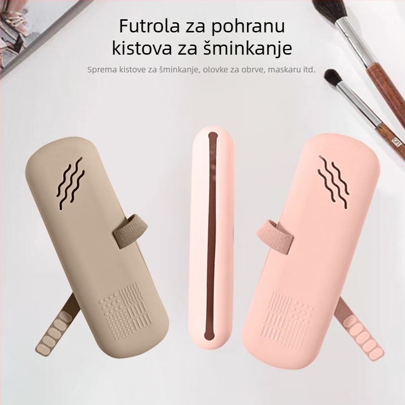 Silikonska putna kozmetička torbica – cilindričnog oblika, višenamjenska, za pohranu make-up četkica i kozmetike.