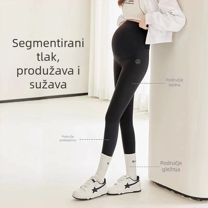 Trudničke legice za zimu, s debelim fleeceom, visokim strukom, podrškom trbuha, najlon-spandeks mješavina