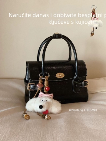 Torba preko ramena od PU kože, horizontalnog kvadratnog oblika, zaključavanje s bravom, unutarnja džep sa zipom, podstava od poliestera