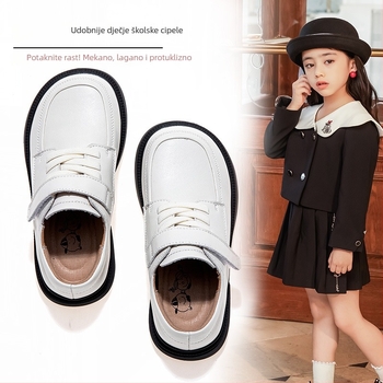 Dječje kožne tenisice, koža dvostrukog sloja, Velcro zatvarač, gumeni potplat, niski gornji dio, uzrast 4–12 godina