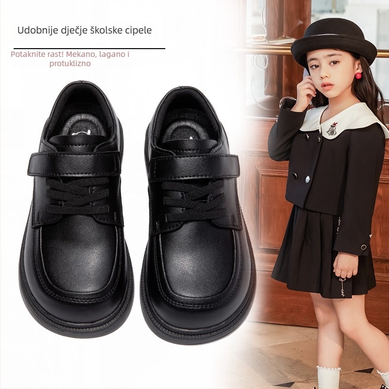 Dječje kožne tenisice, koža dvostrukog sloja, Velcro zatvarač, gumeni potplat, niski gornji dio, uzrast 4–12 godina