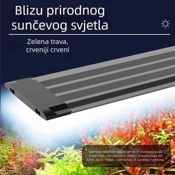 LED svjetlo za akvarij s biljkama — potpuno spektralno, vodootporno, aluminijska legura, 8W, FKSC