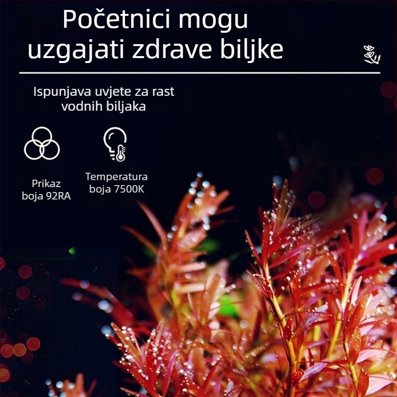 LED svjetlo za akvarij s biljkama — potpuno spektralno, vodootporno, aluminijska legura, 8W, FKSC