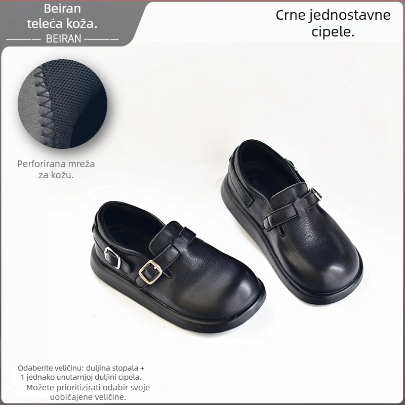 Dječje kožne tenisice za djevojčice s Velcro kopčom, niski gornji dio, gumena potplat, mrežasta podstava, koža prvog sloja