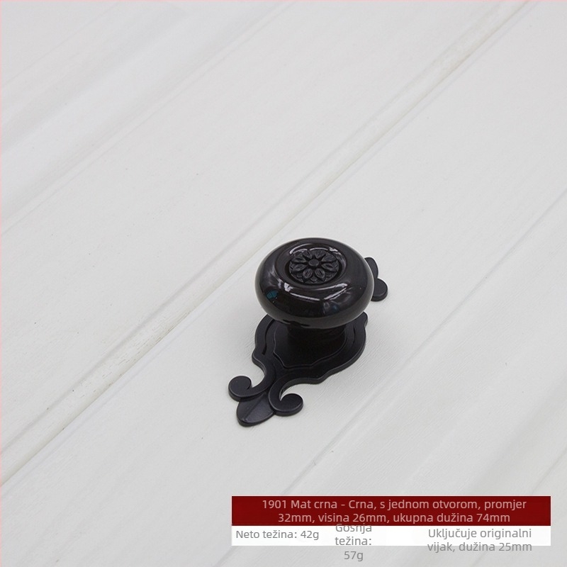 Drška za ormarić, keramička, elektroplatirana, model 1901, za vrata i ladice, europski stil