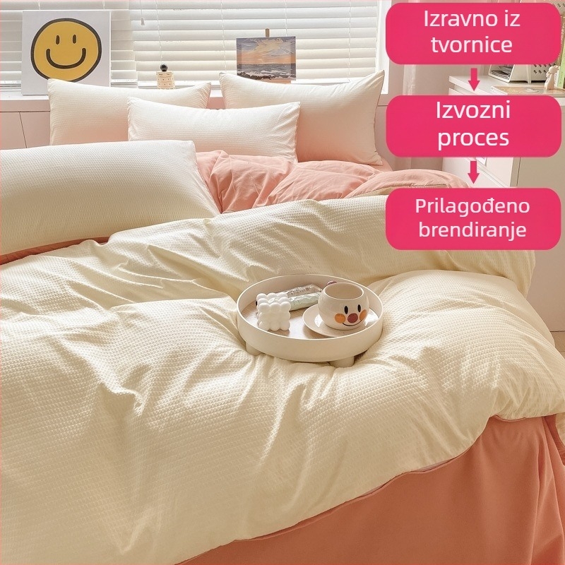 Četverodjelni set posteljine, kemijska vlakna, reaktivni tisak, moderni minimalistički stil INS, pogodno za sve sezone