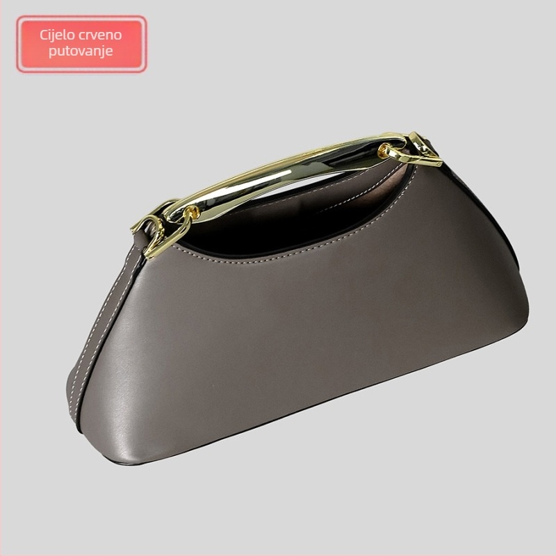 Večernja torbica s metalnom drškom i crossbody naramenicom – Materijal PU; magnetsko kopčanje; podstava od poliestera; unutarnji džep sa zatvaračem