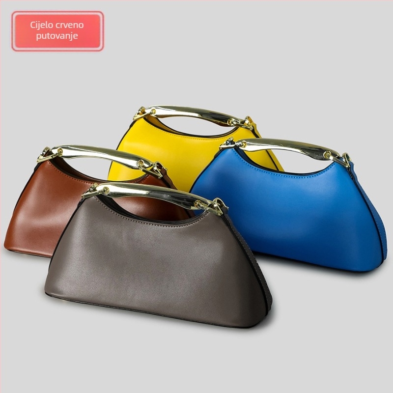 Večernja torbica s metalnom drškom i crossbody naramenicom – Materijal PU; magnetsko kopčanje; podstava od poliestera; unutarnji džep sa zatvaračem