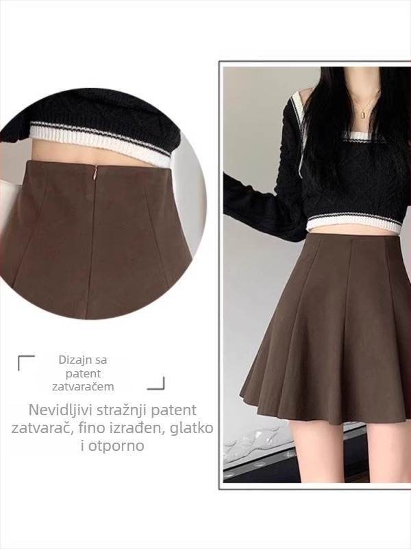 Hepburn stil plisirana midi suknja, geometrijski uzorak, bez nabiranja, poliester