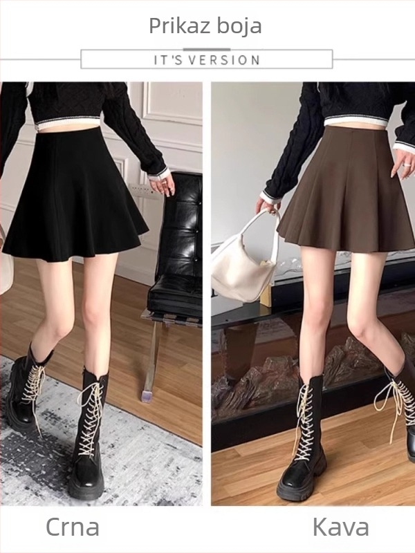 Hepburn stil plisirana midi suknja, geometrijski uzorak, bez nabiranja, poliester