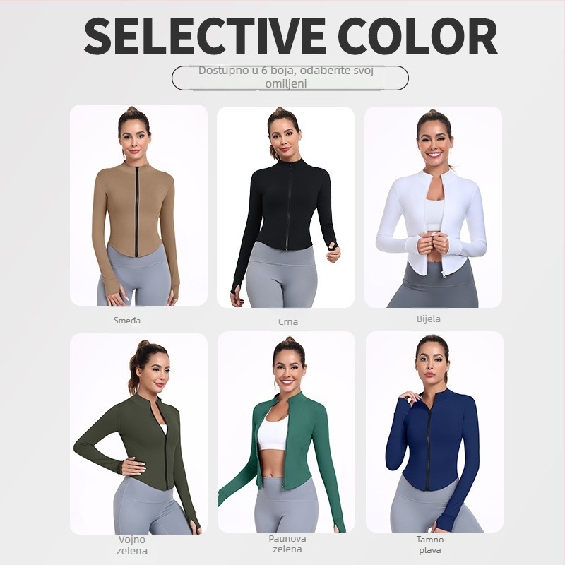 Hypersports ženski trenirki top s patentnim zatvaračem za trčanje i jogu, najlon/nylon tkanina, podstava Spandex 12%, za sve sezone