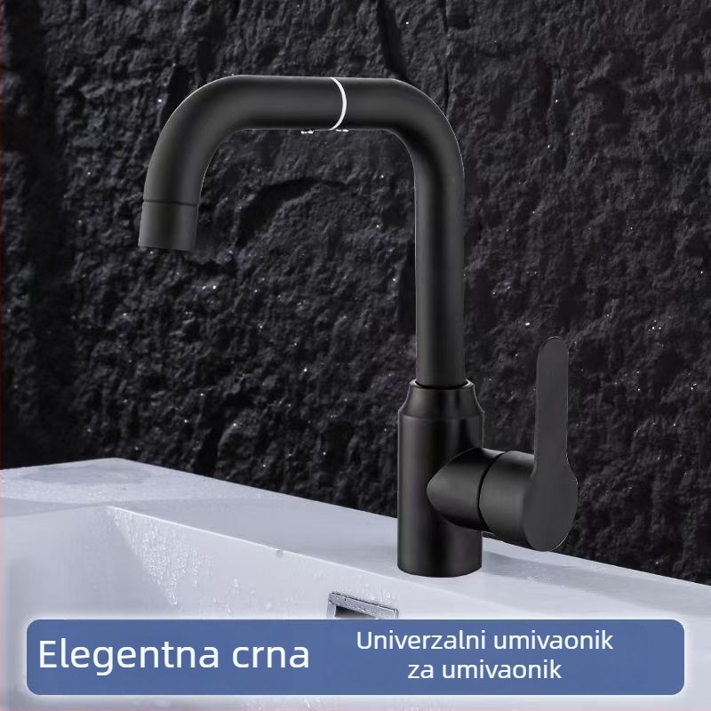 Slavina za umivaonik, 304 nehrđajući čelik, 360° okretanje, promjer ulaza 32 mm, montaža na ploču pulta