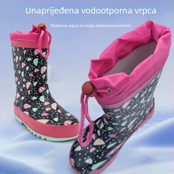 Dječje gumene čizme za kišu s karikaturnim motivom, prilagodljive, srednje dužine, unisex, vodootporne od gume