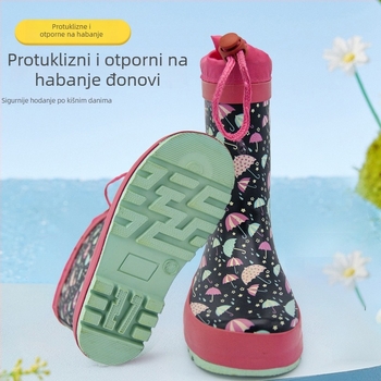 Dječje gumene čizme za kišu s karikaturnim motivom, prilagodljive, srednje dužine, unisex, vodootporne od gume