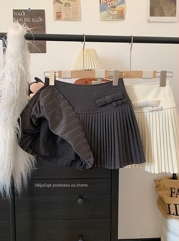 Suknja s visokim strukom, plisirana A-linija, poliester 95%+, tkanina