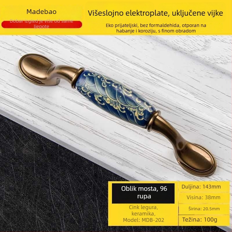 MDB-202 Drška za vrata ormarića i ladicu | Materijal: cinkova legura i keramika | Završna obrada: Drugo | Upotreba: ormari, vrata i ladice