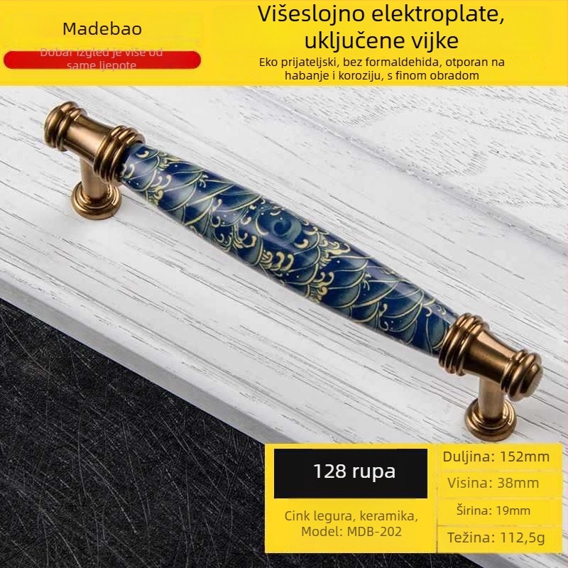 MDB-202 Drška za vrata ormarića i ladicu | Materijal: cinkova legura i keramika | Završna obrada: Drugo | Upotreba: ormari, vrata i ladice