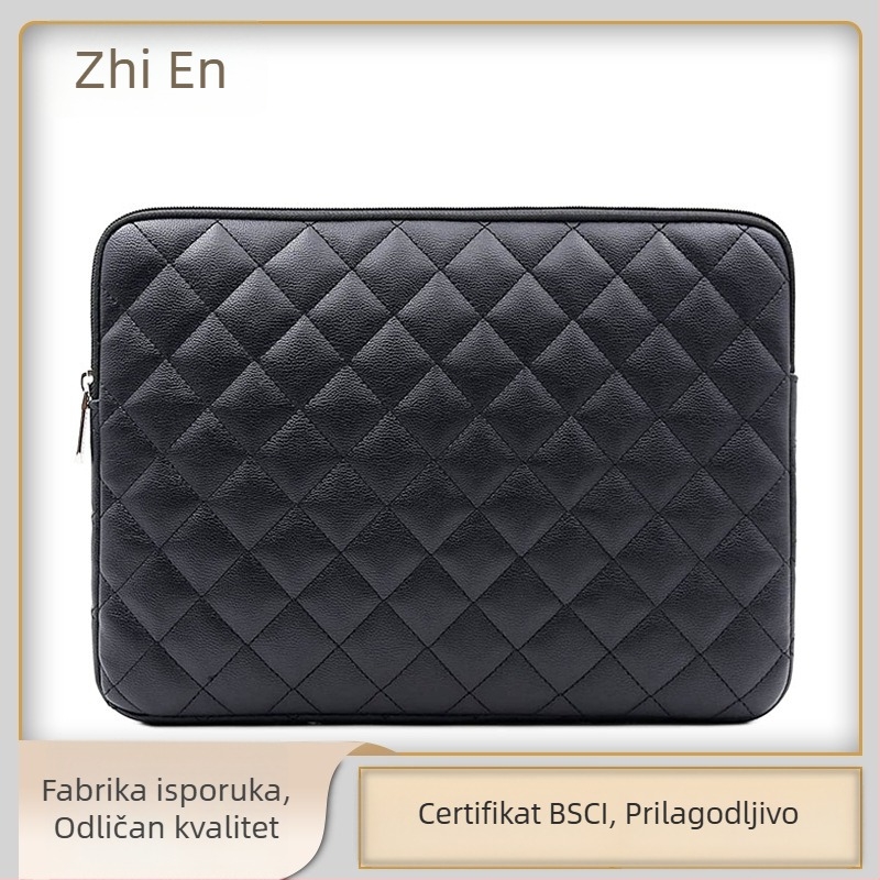 PU kožna torba za prijenosno računalo i tablet, quilt uzorak s izvezenim detaljima, unutarnja navlaka (Materijal: PU koža; Sezone: Proljeće 2023; Spol: Neutralno; Funkcija: Drugo)