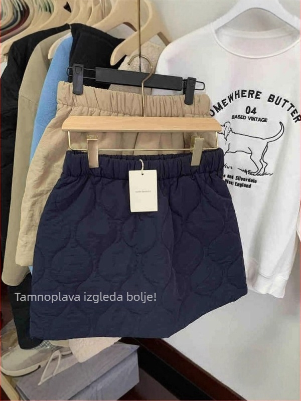 Prešivana A-linijska suknja od poliestera, elastični pojas, zimska kolekcija 2025