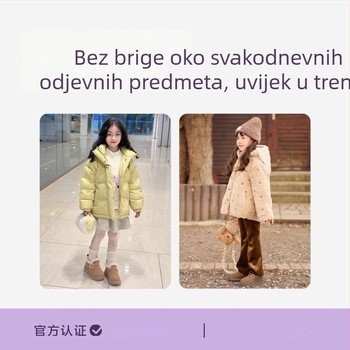 Dječji zimski loaferi s Velcro zatvaračem – nubuk gornji dio, gumena potplata, debeli podstava, korejski stil, srednji pet