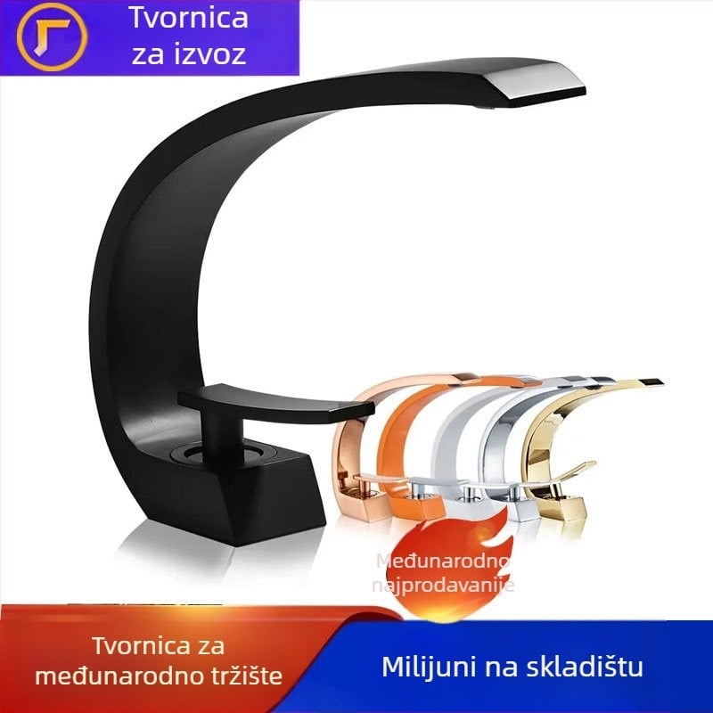 Bakrena slavina za umivaonik s jednim otvorom, toplá i hladna, model KDa-5109, keramički ventil, promjer ulaza/izlaza 2 cm