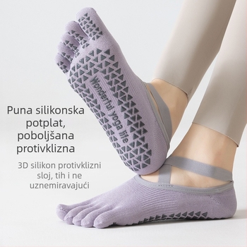 Ženske joga čarape s pet prstiju, protuklizne, upijaju znoj, pamuk, kratke gležnjače