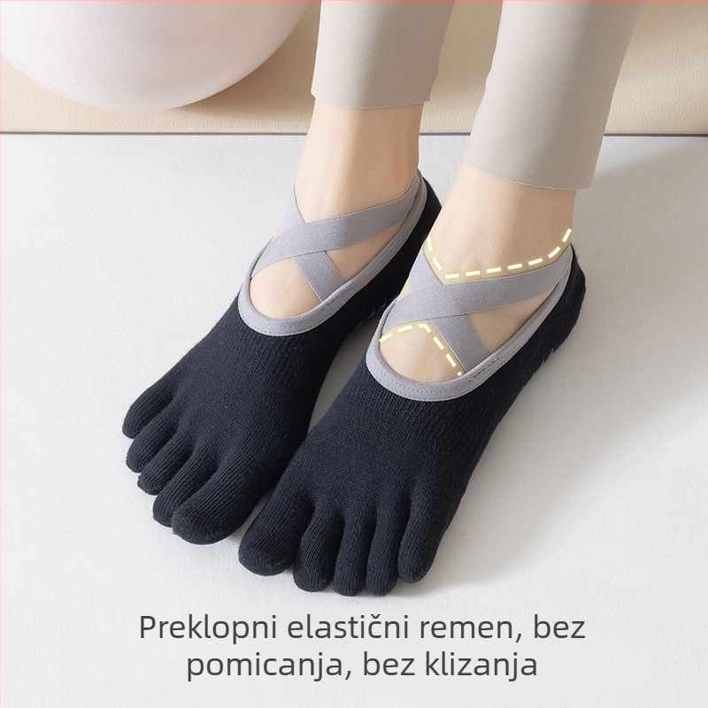 Ženske joga čarape s pet prstiju, protuklizne, upijaju znoj, pamuk, kratke gležnjače