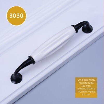 Keramička ručka za vrata ormara, model 3030, moderni minimalistički stil