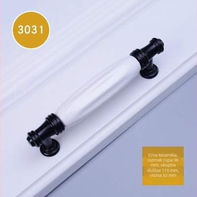 Keramička ručka za vrata ormara, model 3030, moderni minimalistički stil