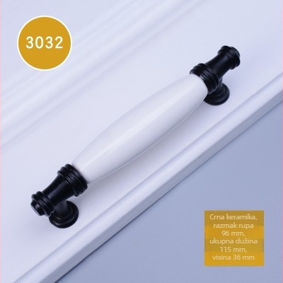 Keramička ručka za vrata ormara, model 3030, moderni minimalistički stil