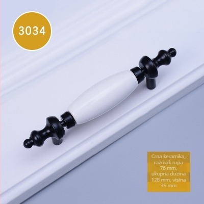 Keramička ručka za vrata ormara, model 3030, moderni minimalistički stil
