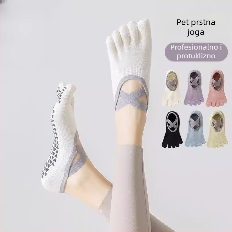Ženske čarape s pet prstiju za jogu i pilates, pamuk 90–95%, upijanje znoja, kratka cijev, pletene iglom, japanski stil