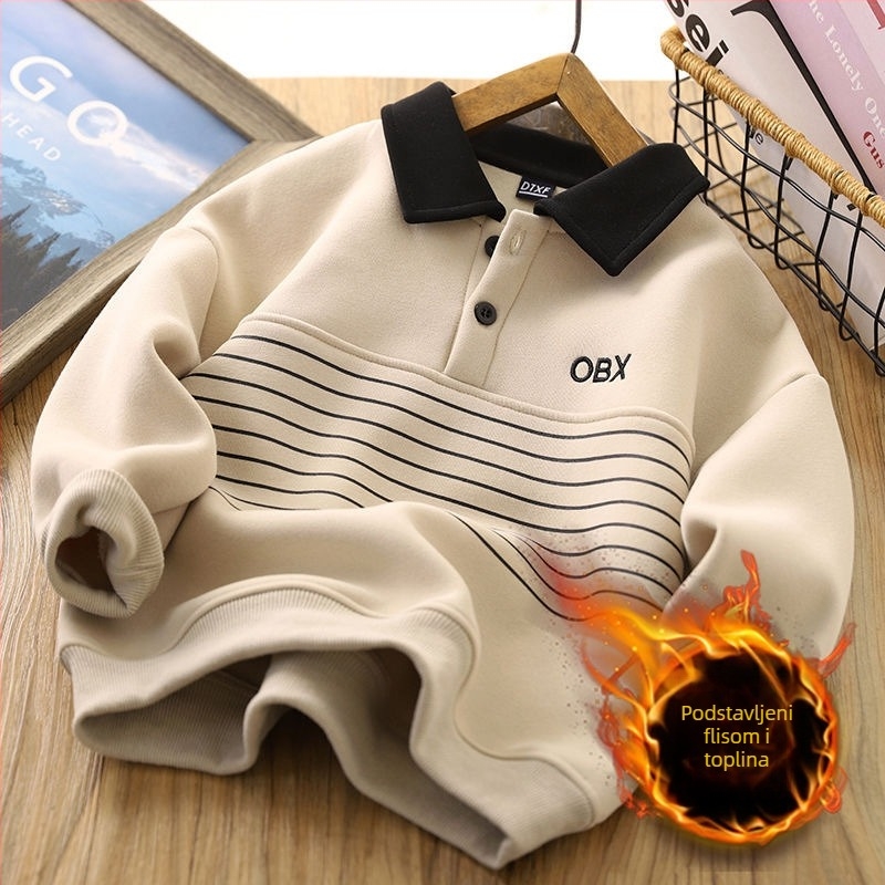 Dječja dukserica s fleksom za zimu, dugi rukavi, pamuk