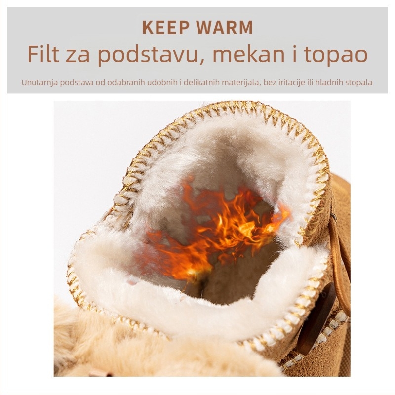 Dječje zimske gležnjače za djevojčice, umjetna koža, podstavljene flisom, gležnjački model, otporne na hladnoću