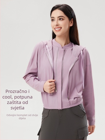 Vanjska windbreaker jakna, dizajn tri u jedan, s kapuljačom, najlon materijal, UPF50+ UV zaštita, prozračna