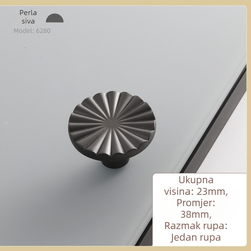 Okružna ručka za vrata ormarića i garderobe, od cink legure, moderni minimalistički stil, modeli 6226, 6227, 6280