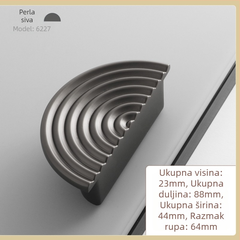 Okružna ručka za vrata ormarića i garderobe, od cink legure, moderni minimalistički stil, modeli 6226, 6227, 6280