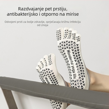 Yoga čarape za Pilates – s pet prstiju, unutarnje protuklizne, pamuk 70–80%, kratke