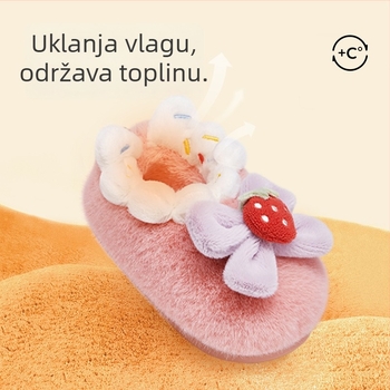 Tarannis dječje pamučne kućne papuče s stražnjim dijelom, uzorak jagoda, potplat TPR, za djevojčice 1–6 godina