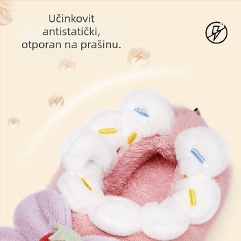 Tarannis dječje pamučne kućne papuče s stražnjim dijelom, uzorak jagoda, potplat TPR, za djevojčice 1–6 godina