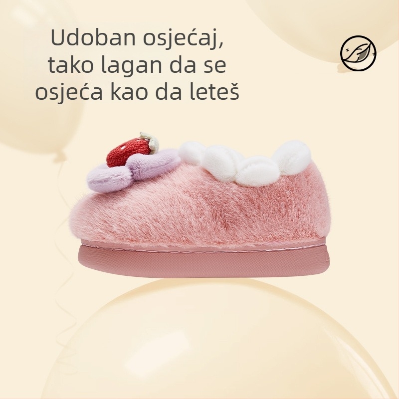 Tarannis dječje pamučne kućne papuče s stražnjim dijelom, uzorak jagoda, potplat TPR, za djevojčice 1–6 godina