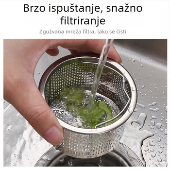 Nehrđajući čelični filter za sudoperu, košara za filtriranje, model Sink Filter, za kuhinju i kupaonicu