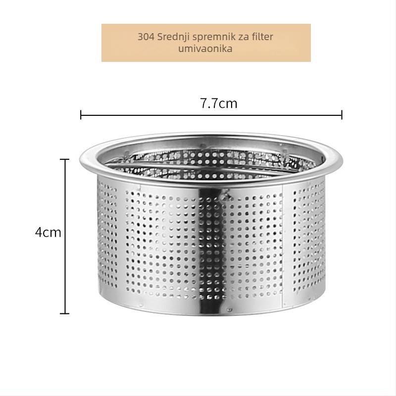 Nehrđajući čelični filter za sudoperu, košara za filtriranje, model Sink Filter, za kuhinju i kupaonicu