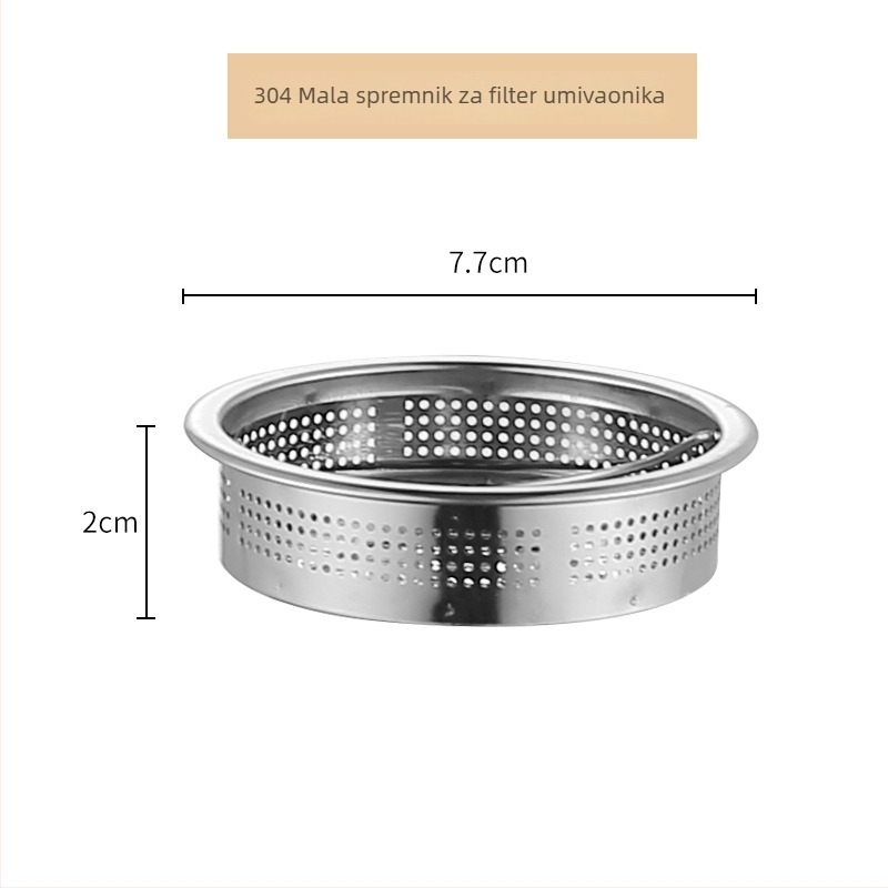Nehrđajući čelični filter za sudoperu, košara za filtriranje, model Sink Filter, za kuhinju i kupaonicu