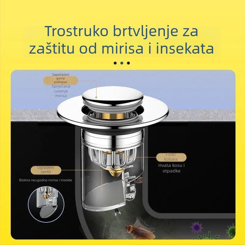 Pop-up odvoda čep za umivaonik u kupaonici - potpuno bakreni, Desley Ta-23cwpj-24-2, britanski stil