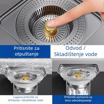 Filtr odvodnje sudopera od nehrđajućeg čelika – Model CPTT, CPTT-1212, 150 g, Moderni minimalistički stil