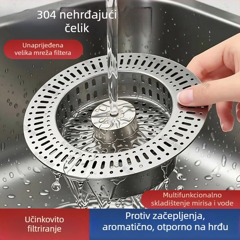 Filtr odvodnje sudopera od nehrđajućeg čelika – Model CPTT, CPTT-1212, 150 g, Moderni minimalistički stil